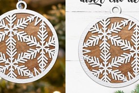 Σετ των 2 Intra απο ξύλο plywood 3mm-4mm πάχος κοπής με λέιζερ δέσμη χριστουγεννιάτικων στολιδιών Δίασταση 15x15 cm INTRAFABR-80631373