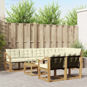 vidaXL Σειρά Καναπέ Εξωτερικού με μαξιλάρι 9 pcs Λευκό και Κρεμ