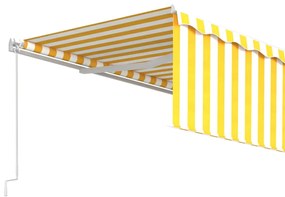 vidaXL Τέντα Συρόμενη Χειροκίνητη με Σκίαστρο Κίτρινο / Λευκό 5 x 3 μ.