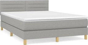 vidaXL Κρεβάτι Boxspring με Στρώμα Ανοιχτό Γκρι 140x190 εκ. Υφασμάτινο
