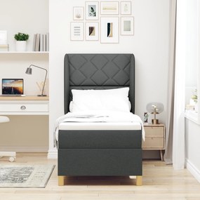 vidaXL Κρεβάτι Box Spring με Στρώμα  Σκοτεινό Γκρι 80x200 εκ Υφασμάτινο