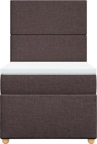 vidaXL Κρεβάτι Boxspring με Στρώμα Σκούρο Καφέ 90x200 εκ. Υφασμάτινο