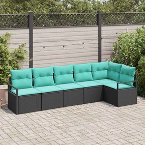 vidaXL Σετ Καναπέ 6 pcs Μαύρο συνθετικό ρατάν