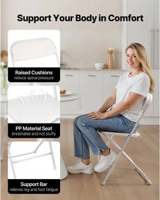 VEVOR 4 Pack Folding Chairs Portable Plastic Chairs with Heavy Duty Metal Frame