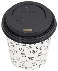 vidaXL Ποτήρια Καφέ Χάρτινα με Καπάκια 120 ml 500 Τεμάχια Λευκά&Μαύρα