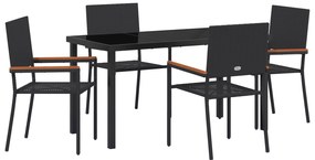 vidaXL Σετ Τραπεζαρίας Κήπου 5 Τεμαχίων Μαύρο Πολυ Ράτα