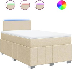 vidaXL Κρεβάτι Boxspring με Στρώμα Κρεμ 120x200 εκ. Υφασμάτινο