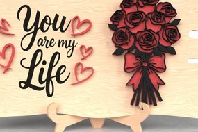 Σετ των 2 Intra απο ξύλο plywood 3mm-4mm πάχος – You Are My Life Rose Plaque Δίασταση  20x20 cm INTRAFABR-110819619