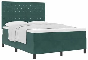 vidaXL Κρεβάτι με ελατήρια Σκούρο πράσινο 140 x 200 cm Βελούδο