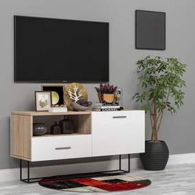 Stewehome Μικρή μονάδα τηλεόρασης από mdf με ράφι Λευκό 70x24x10 cm