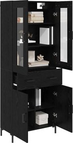 vidaXL Highboard με συρτάρι 2 pcs Μαύρη Οξυά Επεξεργασμένο ξύλο