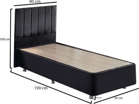 Single Bed Base &amp; Headboard Ela Single - Black (90 x 190) Black