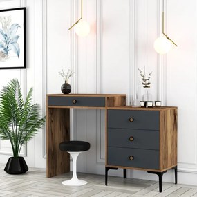 Stewehome Τραπέζι μακιγιάζ Καρυδιά / Ανθρακί 124x40x84 cm