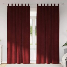 vidaXL Κουρτίνες με κουρτίνες 2 pcs Μπορντό 140 x 245 cm Βελούδο
