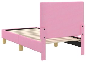 vidaXL Κρεβατική βάση για παιδιά με προσκέφαλο Ροζ 70 x 140 cm ύφασμα