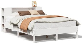 vidaXL Κρεβάτι Βιβλιοθήκη Χωρίς Στρώμα 140x190 εκ Μασίφ Ξύλο Πεύκου