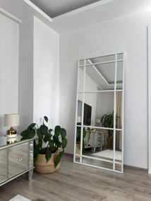 Stewehome Μοντέρνος Καθρέφτης Δαπέδου με Μεταλλικό Πλαίσιο λευκό 80x2x180 cm