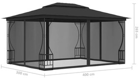 vidaXL Κιόσκι με Δίχτυα Ανθρακί 300 x 400 x 265 εκ.