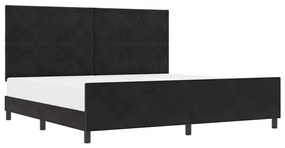 vidaXL Σκελετός Κρεβατιού με κεφαλάρι Μαύρο 200 x 200 cm Βελούδο