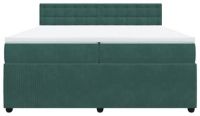 vidaXL Κρεβάτι Boxspring με Στρώμα Σκούρο Πράσινο 200x200εκ. Βελούδινο