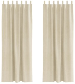 vidaXL Curtains blackout  με κρεμαστούς βρόχους 2 τεμάχια Κρεμ Βελούδο
