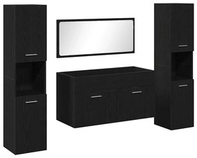 vidaXL Σετ Επίπλων Μπάνιου με πόρτα 4 pcs Μαύρη Οξυά 41 x 38.5 x 46 cm