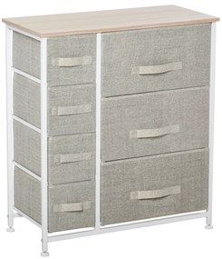 Συρταριέρα, Sideboard, 7 αναδιπλούμενα υφασμάτινα συρτάρια, μεταλλικό πλαίσιο, 63,5 x 30 x 71 cm, Ανοιχτό γκρι
