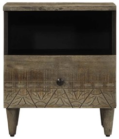 κομοδίνο ντουλάπι ανοιχτό γκρι 40x33x46 cm μασίφ ξύλο Mango - Γκρι