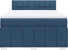 vidaXL Κρεβάτι Boxspring με Στρώμα Μπλε 140x190 εκ. Υφασμάτινο