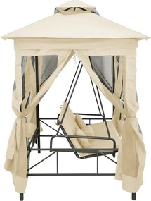 vidaXL Κιόσκι / Παγκάκι Κούνια Μετατρεπόμενο Λευκό Κρεμ