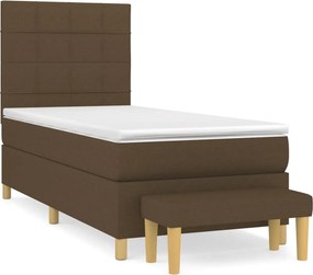 vidaXL Κρεβάτι Boxspring με Στρώμα Σκούρο Καφέ 90x200 εκ. Υφασμάτινο