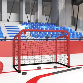 VidaXL Τέρμα Χόκεϊ με Δίχτυ Κόκκινο/Λευκό 68x32x47 εκ. Ατσάλι/Πολυεστ.