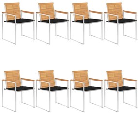 vidaXL Καρέκλες Κήπου 8 τεμάχια από Μασίφ Ξύλο Teak με Μαξιλάρια