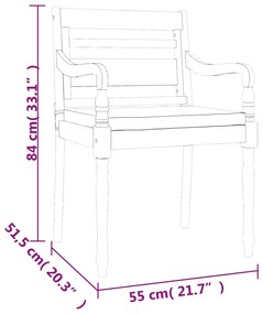 vidaXL Σετ Τραπεζαρίας Κήπου 5 Τεμαχίων Μασίφ Ξύλο Teak με Μαξιλάρια