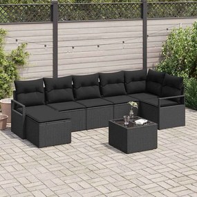 vidaXL Σετ Καναπέ Κήπου 8 pcs Μαύρο Πολυ ράταν