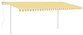 Τέντα Συρόμενη Αυτόματη με Στύλους Κίτρινο / Λευκό 5x3 μ. - Κίτρινο