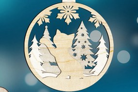 Σετ των 3 Intra απο ξύλο plywood 3mm-4mm πάχος Χριστουγεννιάτικο στολίδι για γάτα, διακόσμηση σπιτιού Δίασταση 4x4 cm INTRAFABR-84299769