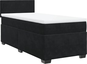 vidaXL Κρεβάτι Boxspring με Στρώμα Μαύρο 90x190 εκ. Βελούδινο