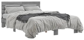 vidaXL Πλαίσιο Κρεβατιού Γκρι Sonoma 140x200 εκ. Επεξ. Ξύλο &amp; Μέταλλο