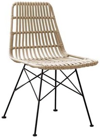 Καρέκλα SALSA Μεταλική Μαύρη/Wicker Φυσικό 48x59x80cm