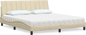 vidaXL Κρεβάτι με Στρώμα Hanko Κρεμ 180x200 εκ. Υφασμάτινο