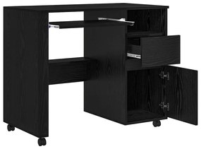 vidaXL Γραφείο με Ρόδες Μαύρη Οξυά 91 x 50 x 77 εκ. Επεξεργασμένο ξύλο