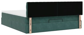 Οθωμανικό κρεβάτι με στρώμα &amp; LEDs Dark Green 160x200cm Velvet - Πράσινο