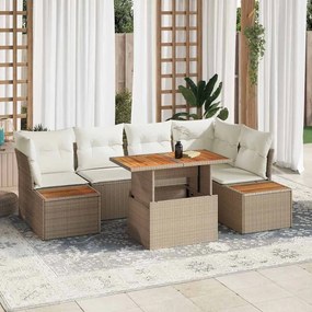 vidaXL Σετ Καναπέ Κήπου με αποθήκευση 10 pcs Μπεζ Πολυ ράταν