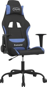 vidaXL Καρέκλα Μασάζ Gaming Μαύρη και Μπλε Υφασμάτινη