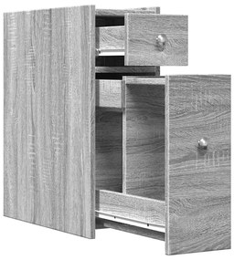 vidaXL Ντουλάπι Μπάνιου Στενό με Ροδάκια Γκρι Sonoma Επεξ. Ξύλο