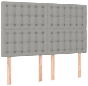 vidaXL Κρεβάτι Boxspring με Στρώμα &amp; LED Αν.Γκρι 140x190εκ. Υφασμάτινο