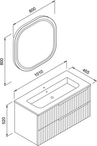 Martin Enza 100 Anthracite  MDF - Πάγκος με Νιπτήρα &amp; Καθρέπτη