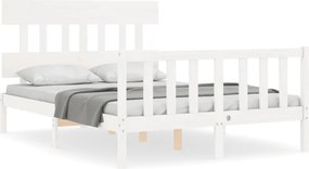 vidaXL Σκελετός Κρεβ. Χωρίς Στρώμα Λευκό 140x200 εκ Μασίφ Πεύκο