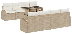 vidaXL Σετ Καναπέ Κήπου με μαξιλάρι 7 pcs Μπεζ Πολυ ράταν